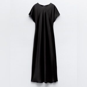 Zara Black Satin Midi Dress XL - Never worn